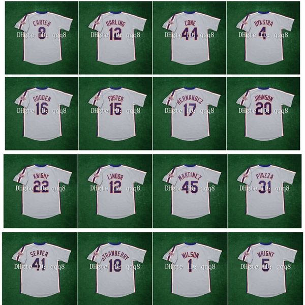 Kob 1986 Retro Keith Hernandez Jersey Gary Carter 15 George Foster David Cone 12 Ron Darling 4 Dykstra Dwight Gooden Howard Johnson Ray Knight