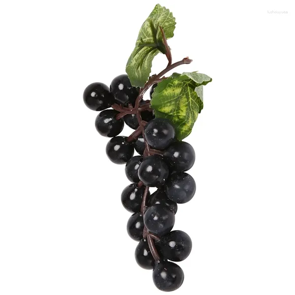 Flores decorativas 10 cachos de uvas pretas artificiais Fake Fruit Home House Kitchet Party Wedding Decoration Pograph