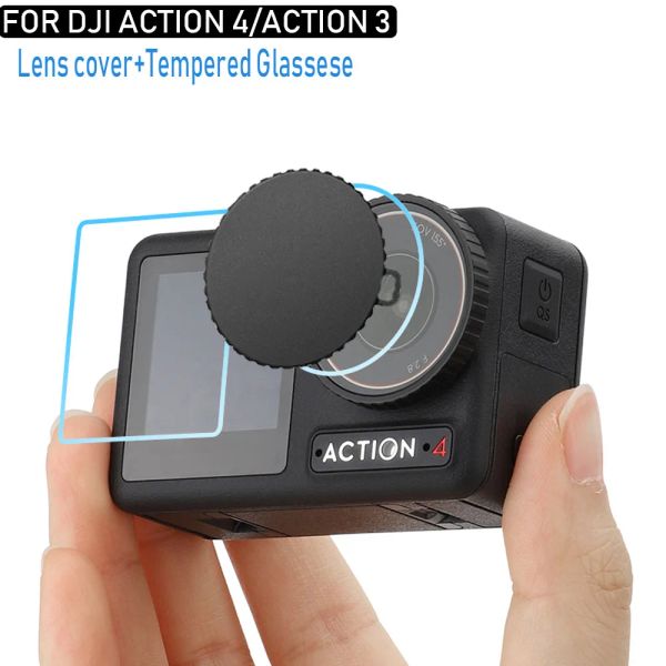 DJI Osmo Action 4 Lens için Kameralar Kapak HD Temperli Cam Eylem 3 Ekran Koruyucusu Ön Arka Film Kapağı DJI Aksiyon 4 Aksesuarlar