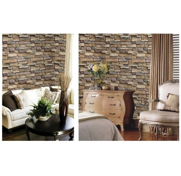 3d Stone Wallpaper Removable PVC Wall Sticker Decoração de casa Arte papel de parede para quarto da sala de estar Decal5276451