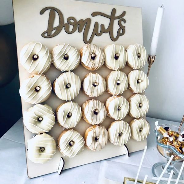 DIY Holz Donut Wand Rustikale Hochzeit Dekoration Tisch Party Dekor Babyparty Jubiläums Geburtstag Event Gunst 240425