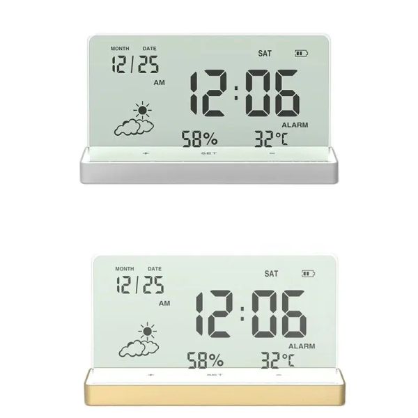 Orologi Creative Transparent Digital Clock Temperatura/Umidità/Data/Meteo TABELLA ELETTRONICA ALLA ANCHIO DEI DESKTOP ORNAMENTO
