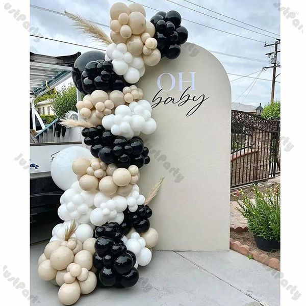 Partydekoration 162pcs Sand weiße schwarze Luftballons Bogen Girlande Kit Neutral Ballon Dekor Babyparty Hochzeit Braut zu Geburtstagsvorräten sein