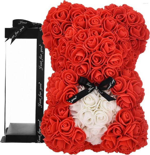 Fiori decorativi San Valentino Regalo da 25 cm Orsacchiotto di rosa con il cuore