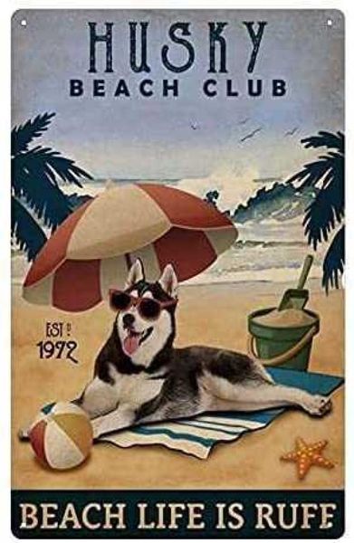 Lata lata nostálgica sinal de lata de metal huskybeach A vida é banheiro e quarto de banheiro de ferro retro de pãe