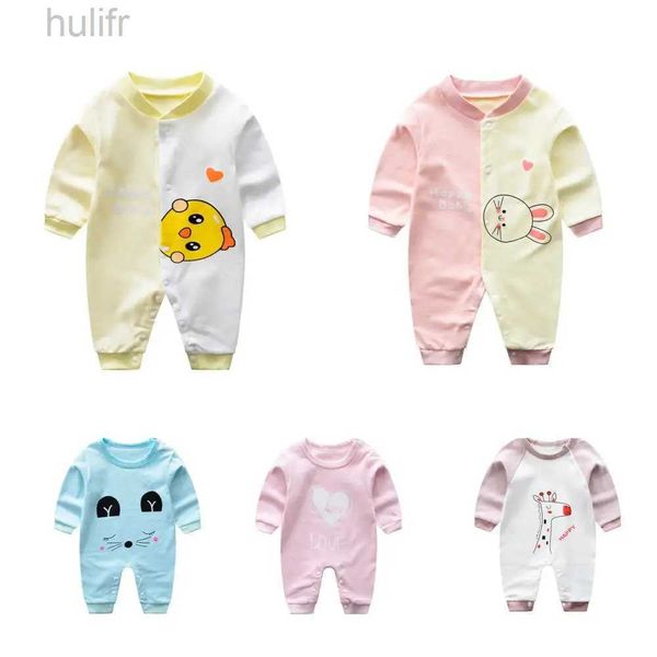 Rompers 0-24M Детский костюм новорожденный комбинезон с печатью мультфильм для маленькой девочки с длинным рукавом круглый воротник весна/осенняя одежда Domper D240425