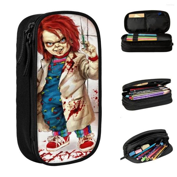 Chucky Childs Play Pencil Case Classic Horror Movie Halloween Pen Bags Boys Boys Big Ahabilit Students Pencilcase