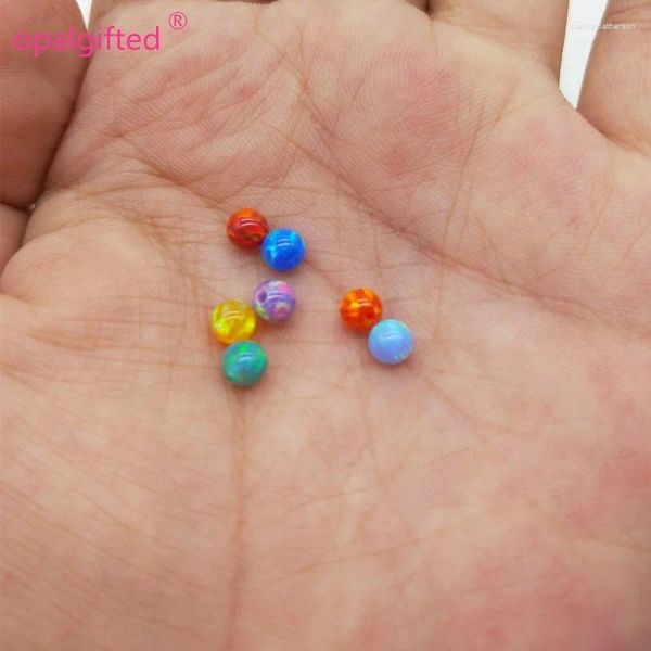 Loose Edelsteine 100pcs Customized Loch Synthetic Opal Labor Erzeugt Steinperlen 4 mm runde Ball 92 Farben Perlenform Edelsteingroßhandel für