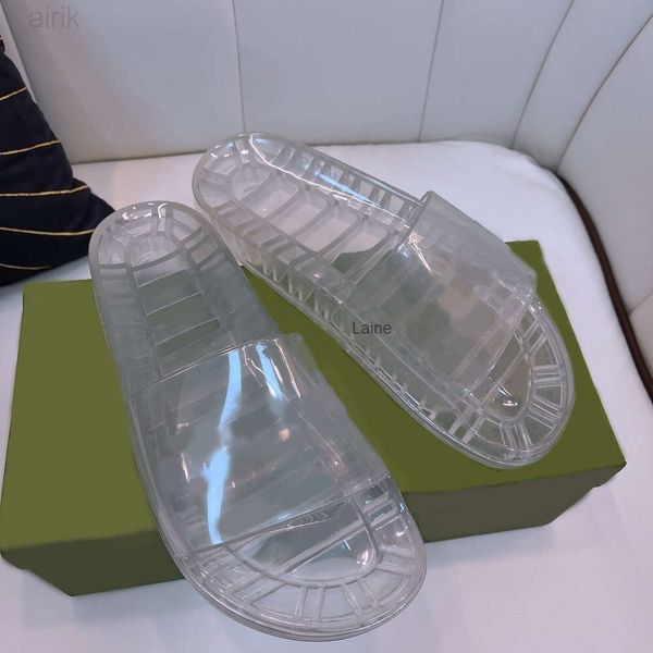 Sandali per diapositive trasparenti maschi - Slide piatti estivi retrò Designer Designer Cristal Clear Slimpo di grandi dimensioni disponibili