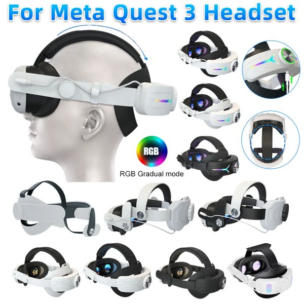 Meta Quest 3 VR Kulaklık RGB ayarlanabilir alternatif kafa kayışı LED arka ışık başı kayış değiştirilebilir yükseltmeler elit kafa kayışı