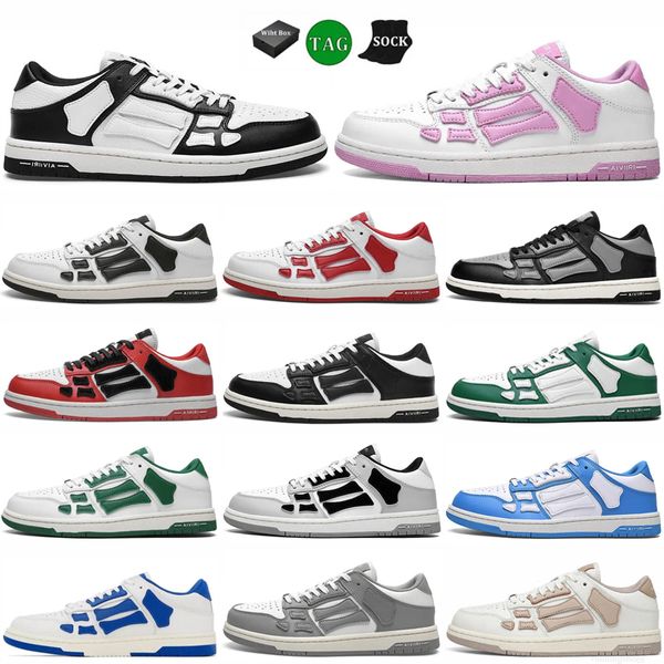 Ведущие дизайнерские скелеты повседневные Skel High Low Shoes Trainers White Black Blue Green Green Skelet Bones Runner Sports Mens Sneakers