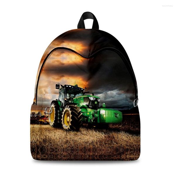 Backpack Hip Hop Novelty Tractor Pattern School School School Meninas Meninas viajam 3D Impressão Oxford Oxford impermeável notebook Mochilas de ombro