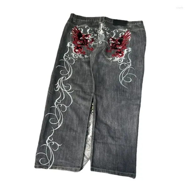 Jeans maschile 2024 harajuku Modello di ricamo alla moda Donne largo Y2K Street Hip-hop Hip-hop Hip High Wit Wide Pants Wide Pantaloni