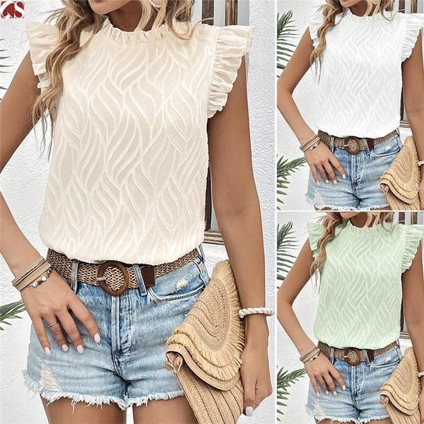 Frauenblusen WediFor Summer Rufled Casual Women Shirts 2024 Mode Rüschen Schmetterlingsschläuche Bluse und Top elegante Büro Damen Damen