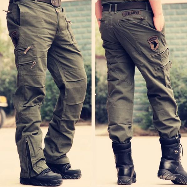 Calça calças táticas calças militares 100% algodão calças 101º Exército Aerotransportado dos EUA Assalto Vintage Multi Pockets Bolsas Cisadas