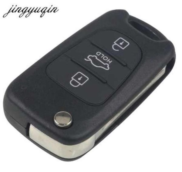 Jingyuqin Car Key Shell для Kia для Hyundai IX35 3 кнопки Flip Flip Fob Case с кнопкой удержания FOB1375873