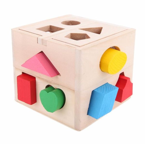 13 buchi Riconoscimento del colore del bambino Toys giocattoli mattoni in legno Sorter cubo cognitivo e abbinamento blocchi per bambini5990188