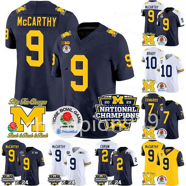 2024 Michigan Wolverines Nationaler Meister NCAA College -Fußballtrikot