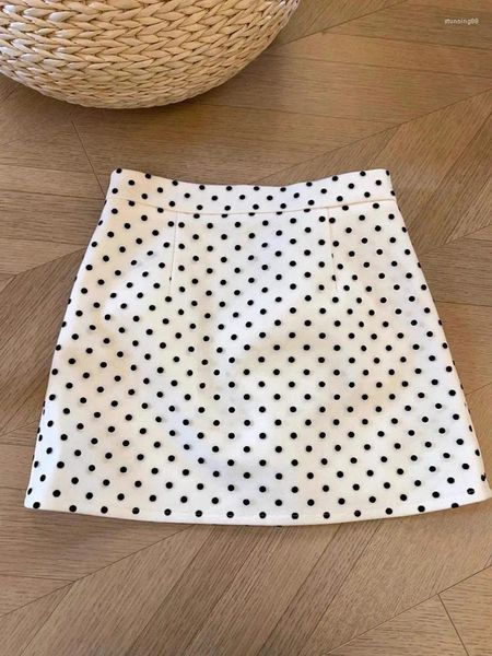Signe Fashion Simple Chic Pokal Dots Skirt Spring Summer High Waist A-Line Office Lady Clothes Corean Streetwear Design