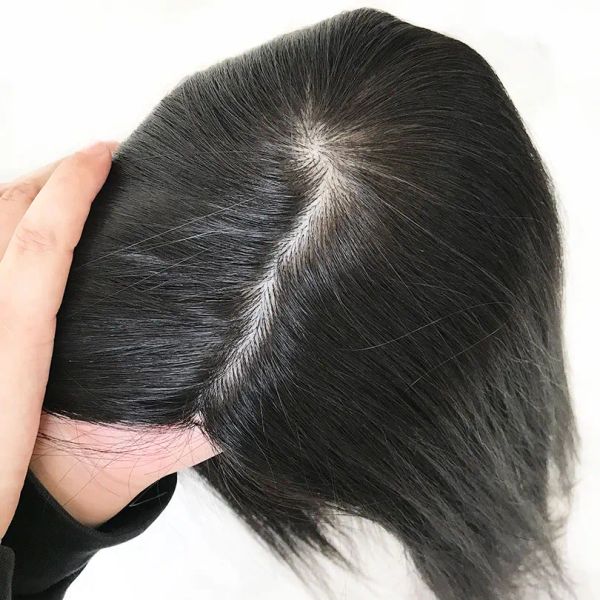 Toppers Base di seta naturale della pelle 2 cm PU attorno ai capelli umani Virgin Donne topper 5x5 