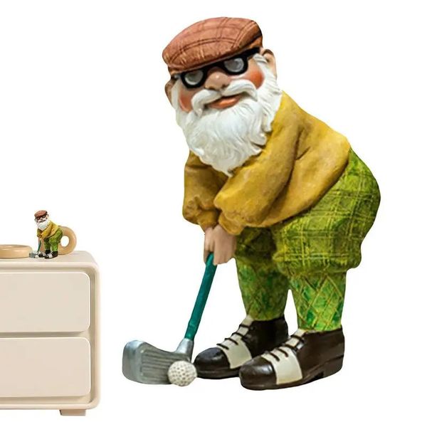 Golf Gnomes Gartendekorationen Golf Gnome Gartendekorationen Statuen Vintage -Objekt -Figuren lustige Geschenk für Gartenliebhaber 240416