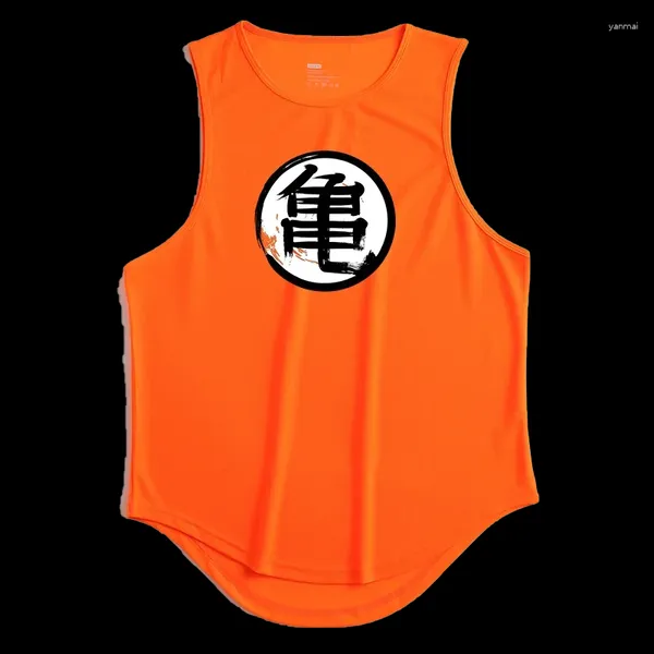 Tops da uomo Tops giapponese Anime Uomini logo Wu Turtle Script Print Workout Bodybuilding Fitness Top Sleeveless Thirt Shirt Musco