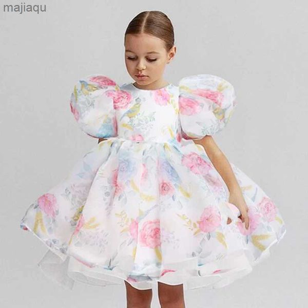 Mädchenkleider Kinder Abend Blumenbefugnis Vestidos Mädchen Prinzessin Kleider Spitze Tüll Hochzeitsfeier formelle Brautjungfer Tutu Fluffy Prom Kleid2404