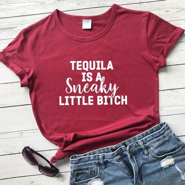 Damen T-Shirts Tequila ist ein hinterhältiges T-Shirt-Frauen Kurzarm Sarkastische betrunkene Party Top Tee Shirt Lustig 90er Tag Trinken T-Shirt