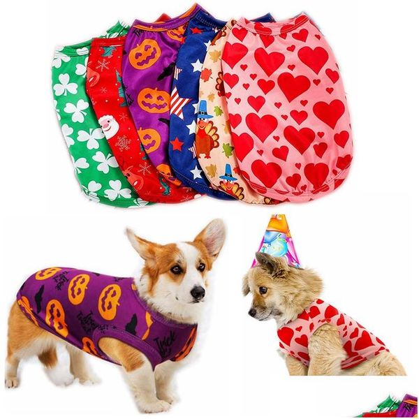 Abbigliamento per cani 12 colori all'ingrosso per le vacanze animali gilet camicia da camicia cucciolo di maglietta carina abiti da cane da gatti traspiranti abiti da cane per Hallowee Dhepf