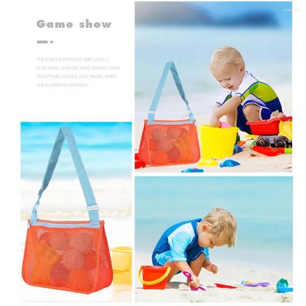 Borsa di stoccaggio Borsa per borsette per la spiaggia Borsa con cinturino regolabile per giocattoli per bambini Viaggio a maglie a secco rapido