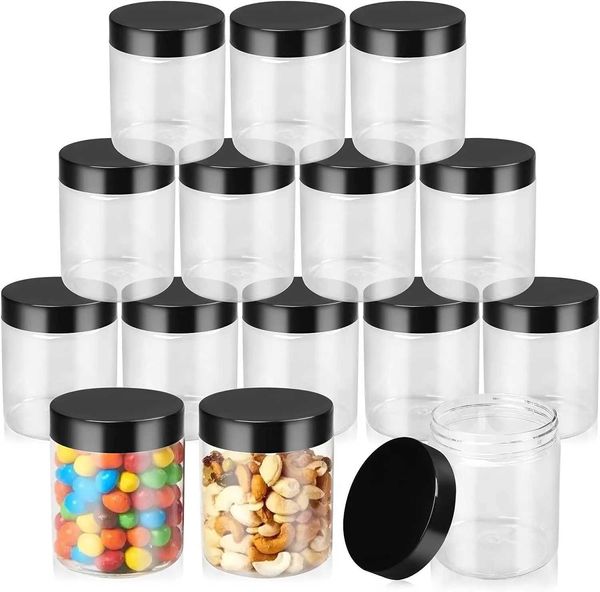 Garrafas de armazenamento Jars 10 peças de latas de plástico de 8 onças com canetas e rótulos de tampas de parafuso podem ser recipientes de adesivos circulares vazios para armazenamento H240425