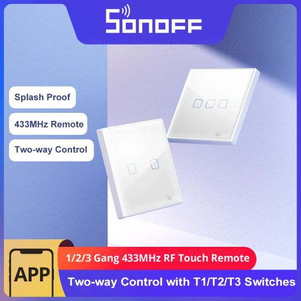 SONOFF T2EURF Painel de parede T2EURF Sticky 433MHz RF Remote sem fio Remote sem fio 13 Gangues Twoway Control com 4CHPROR3 RFR2 TX SUGTERES