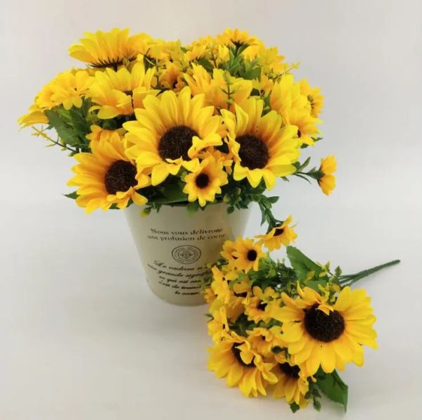 Künstliche Blumen Sonnenblumen Seiden Sonnenblume Seidenblumen Home Dekorationstisch Blumen DIY Hochzeitsdekorationen LL