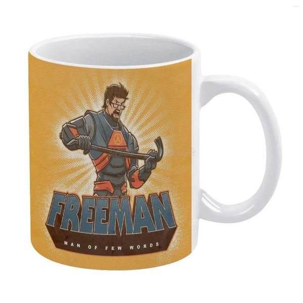 Kupalar Freeman Beyaz Kupa 11 Oz Komik Seramik Kahve/Çay/Kakao Eşsiz Hediye Yarım Yaşam Ustaları O insan mas