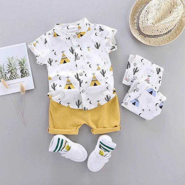 Baby Kleidung coole Pyramide Sommer -Kurzfilm -Hemd Set 240410
