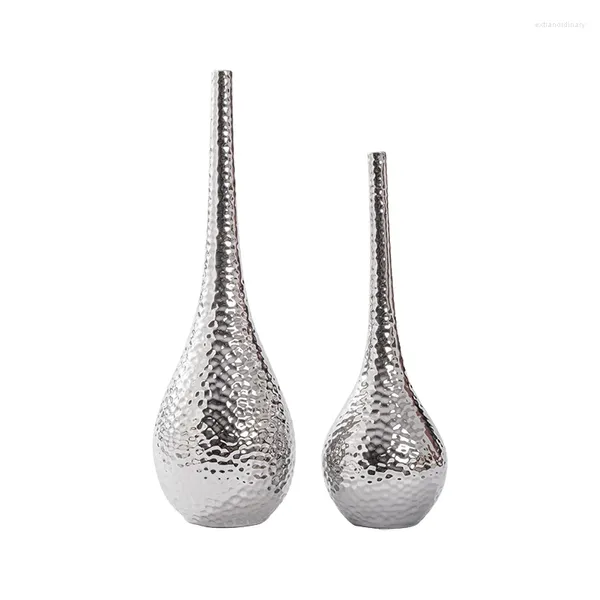 Vasi Vasi Electroplated Silver Honey GOUTH STRUATTO Decorazioni e accessori per la casa in ceramica stretta