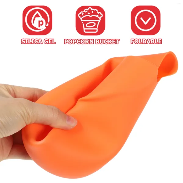 Conjuntos de utensílios de jantar 2 PCs Pipcorn Bucket Balks Holder Silicone Rececters Snack Bowl Bow