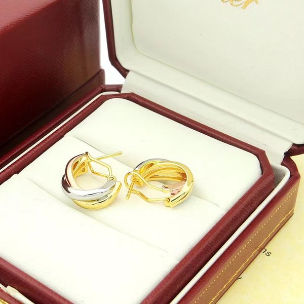 Gold-plattierter Kristallohrring Drei Ringe Designer Designs hochwertige Ohrringe für charismatische Mädchen Schmuckanhänger Ohrring
