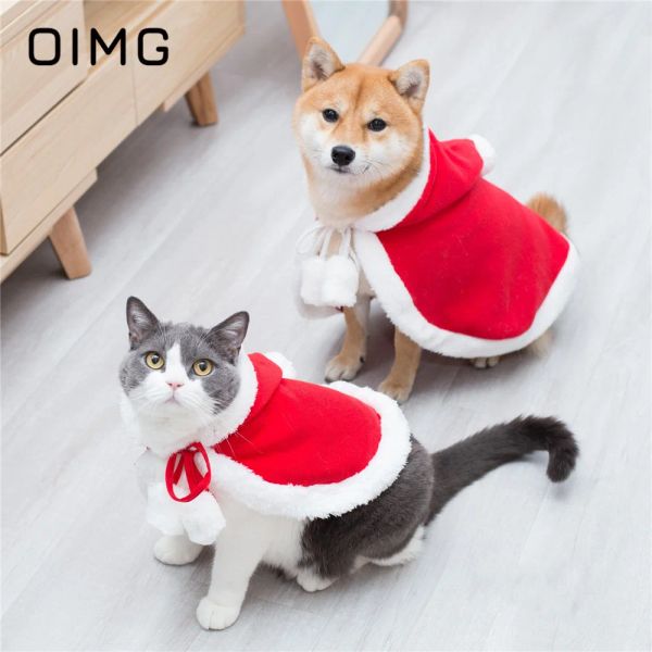 Худи с новым годом рождественская одежда Шиба Ину Голубая кошка Маленькая Красная Шапочка Кейп -Пет Рождественский Новый год