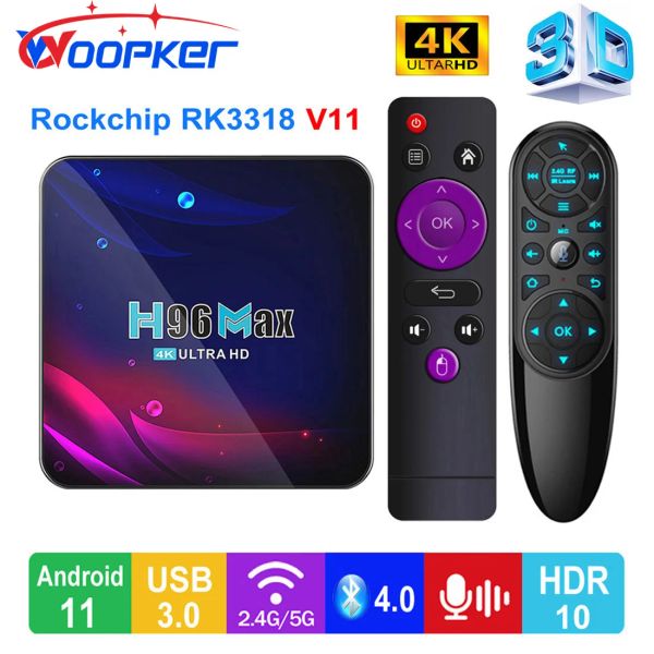 Empfänger WOOPKERDISPOSIVO DE TV INTELIGETE H96 MAX Decodificador Con Android 11 Rockchip RK3318 WiFi Dual 2 4G/5G BT 4 0 4K HDR