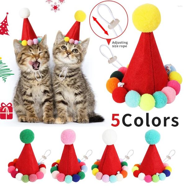 Hundekleidung Haustier Jahr Accessoires Katzen Bib Santa Kragen Speichel Handtuchhut mit Pelz Ball Weihnachten Dekoration Cosplay Geschenk