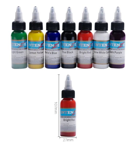 7 pezzi da 30 ml Inchiostro tatuaggio professionale 7 colori set 1 once da 30 ml/bottiglia kit pigmento kit di pigmento trucco cosmetici strumenti di cosmetici