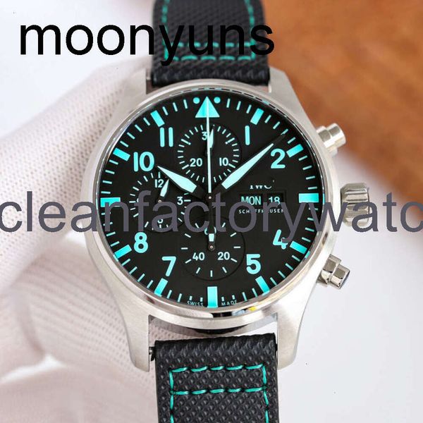 Designer Pilot Watch Men Iwcity Chronógrafo Wristwatch V7IV Movimento mecânico de alta qualidade de 6 pinos Data de trabalho