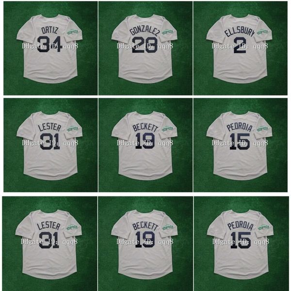 KOB 2012 Jersey de beisebol vintage David Ortiz Adrian Gonzalez 100º aniversário Dustin Pedroia Jacoby Ellsbury Jon Lester Josh Beckett Retro