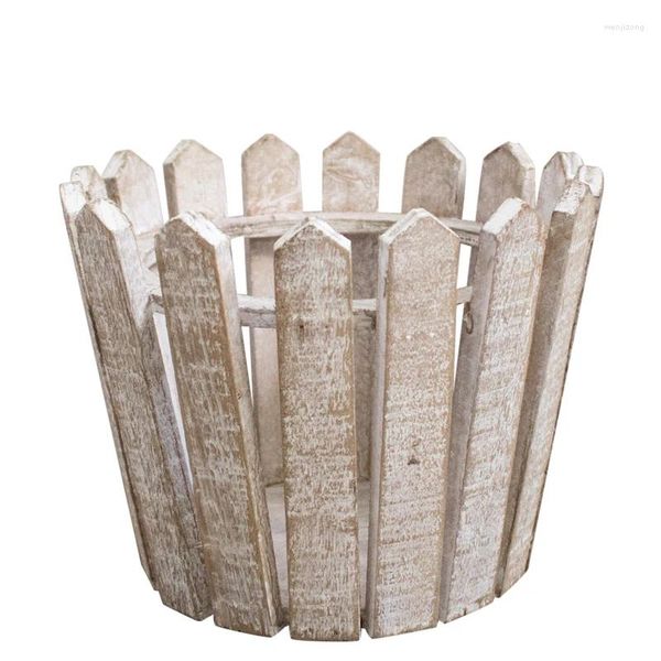 Vasen Retro Distressed Massivholz Blumentopf Outdoor Balkon Holzstreifen Set Garten Sukkulente Pflanzenbecken