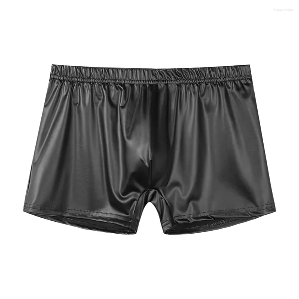 Underpants 1pc Men's Sexy Rouphe Faux Selas de couro molhado look bulge bolsa boxers shorts lingerie lingerie cintura calcinha