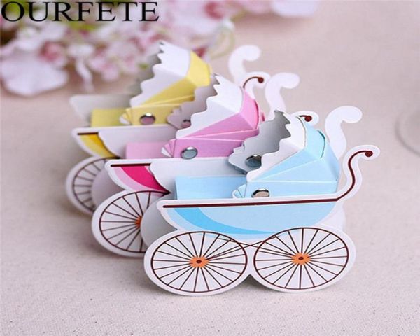 50pcs Candy Baby Kinderwagen Dusche Geburtsbevorzugungen Kisten Party Lieferungen Taufe Taufe Geschenkbox Hochzeit Bevorzugung Y11219018278