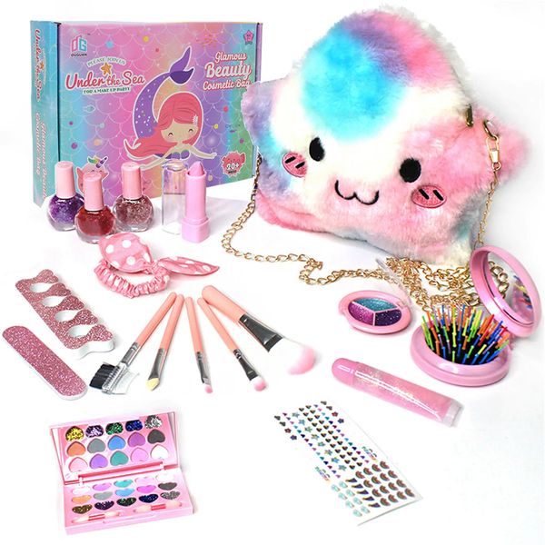 Fashion Kids Cosmetics Make Up Set Safe Childrens Makeup Box Princess Beauty Finge Play Toys for Girl Baby 240416