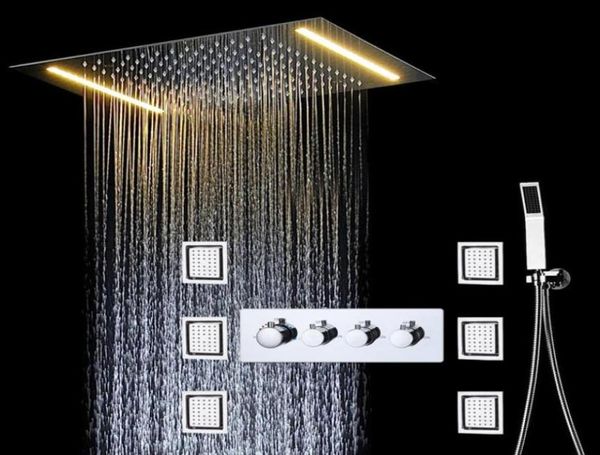 PIUNCA DI PIUGNO DI PAUGNO DI PIOGA LED di alta qualità 360500 mm Massaggio per doccia per doccia 6 getto per il corpo con valvola termostaica 173356943572755