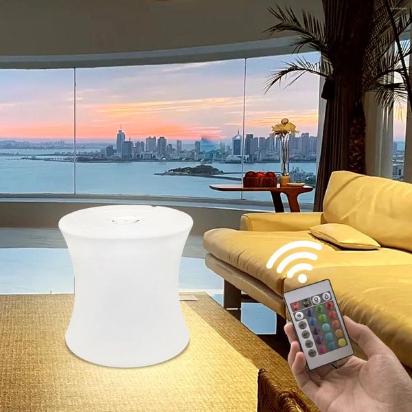 Zemin lambaları şarj edilebilir 16 inç LED RGB aydınlatma tabure küpü renk değiştiren aydınlatma sandalyesi açık parti atmosfer lambası su geçirmez